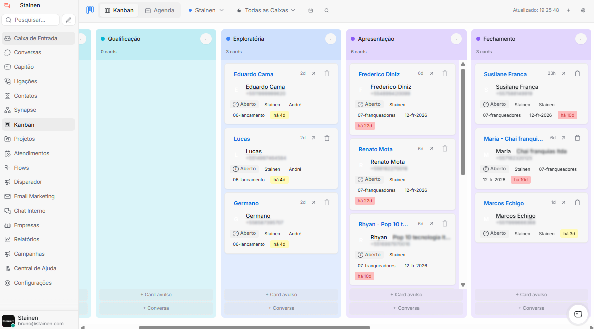Kanban CRM Integrado — Funil de Vendas Visual no WhatsApp